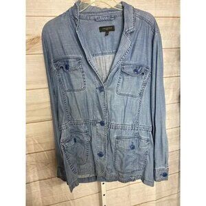Talbots Plus Women's Size 1X Plus 4 Button Pockets Denim Button Down Shirt